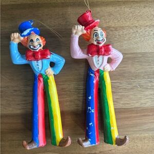 Colorful Clown blow mold ornament set